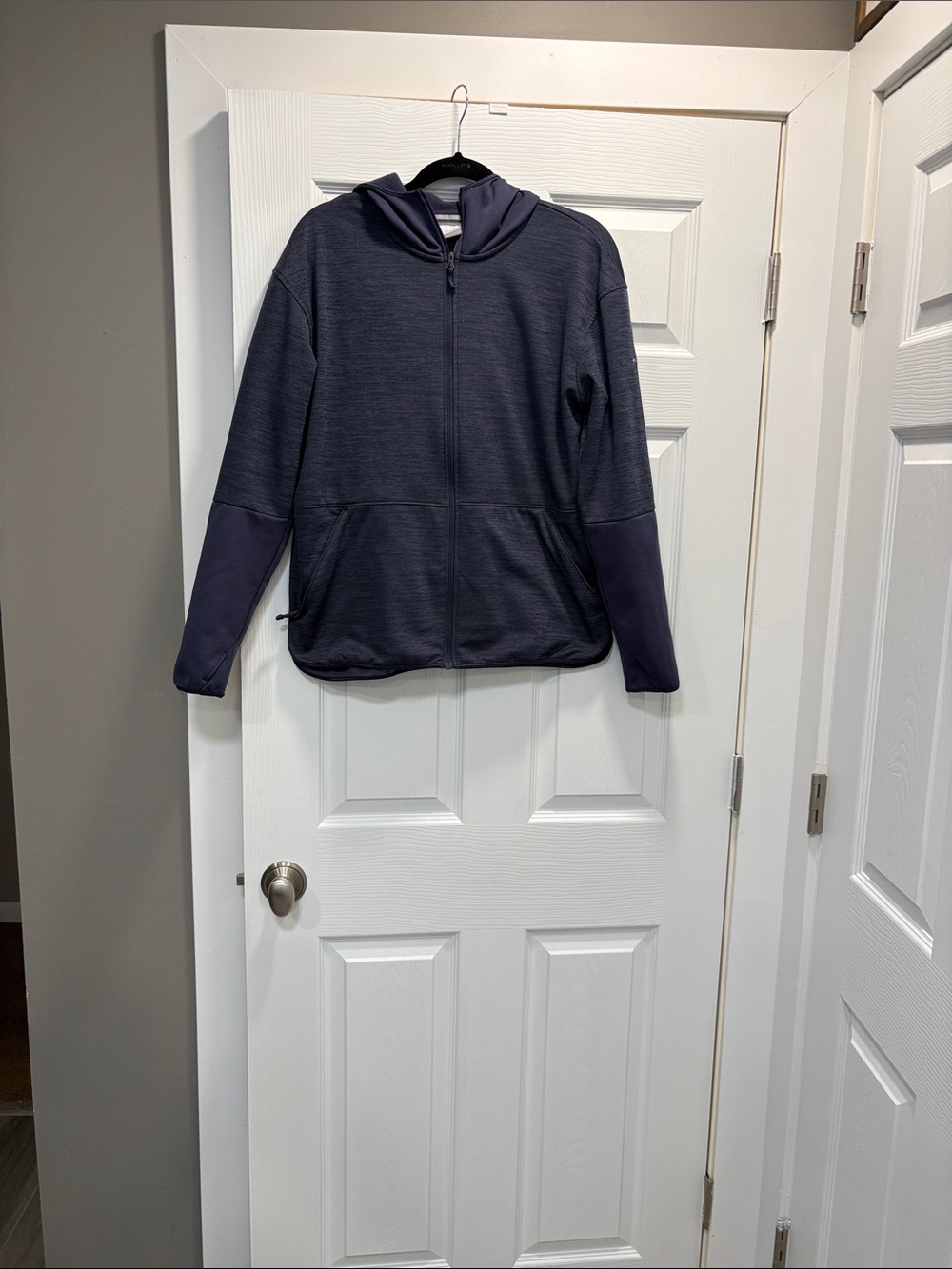 Women's Dark Navy Zip-Up Hooded Bomber Jacket